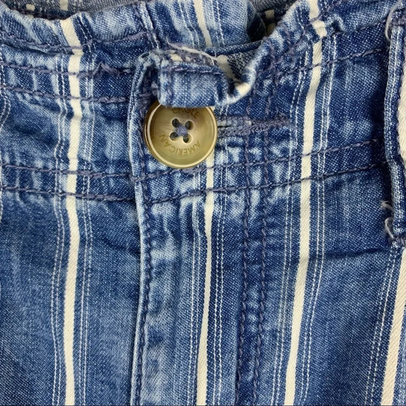 American Eagle Blue Striped Ruffle Chambray Short - Picture 3 of 6